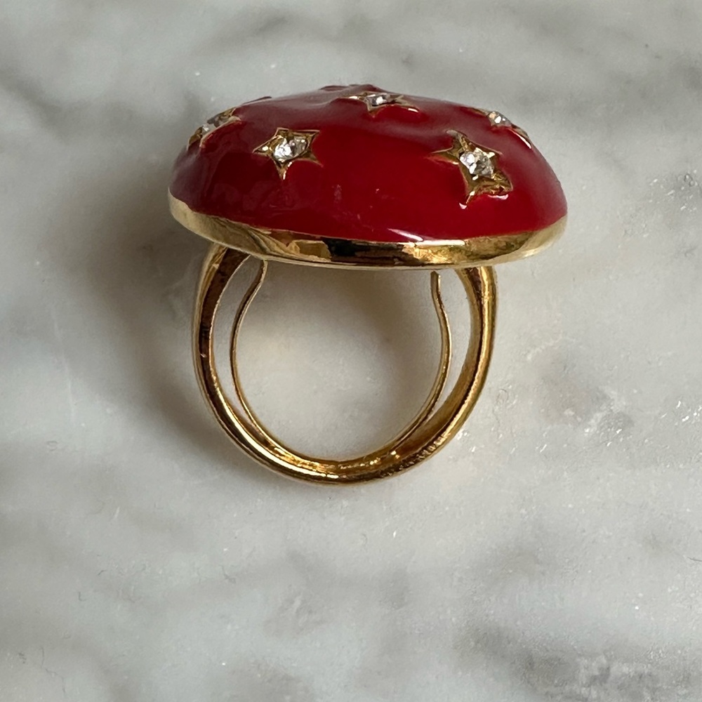 Kenneth Jay Lane Red Crystal Star Costume Ring - Picture 3 of 4